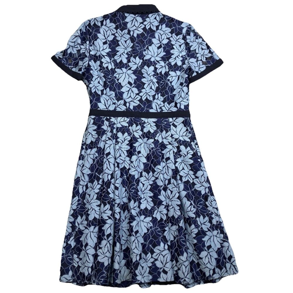 Draper James Floral Lace Dress Blue Fit & Flare Collared Preppy Womens 6 - Picture 7 of 15